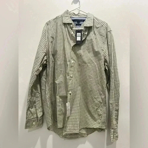 Tommy Hilfiger Men's Custom Fit Blue/Yellow Check Long Sleeve Button-Up Shirt L‌ - Picture 1 of 7